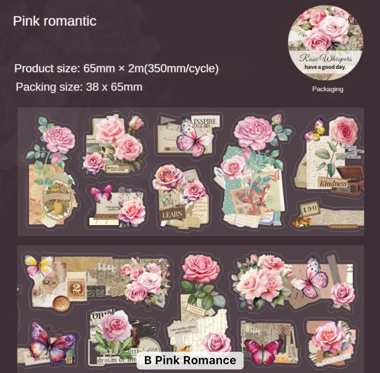 Rollos de Stickers Rosas Vintage