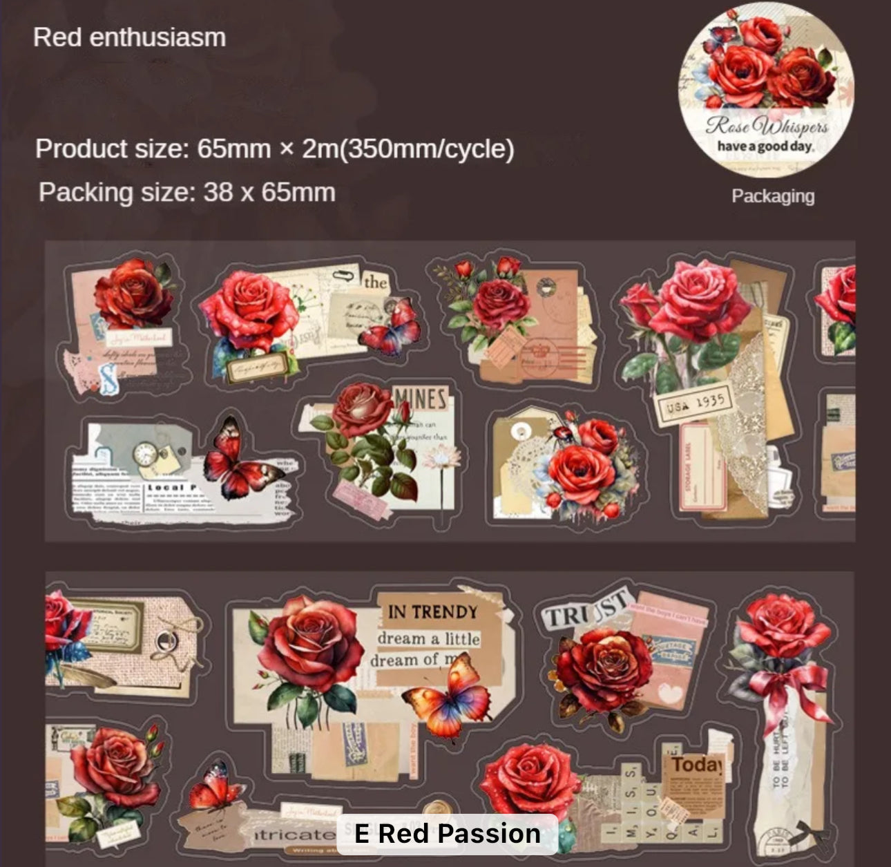 Rollos de Stickers Rosas Vintage