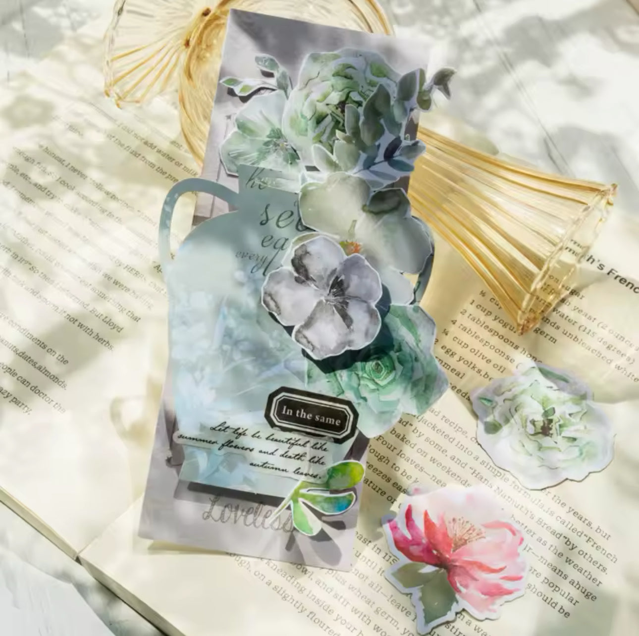 40 Papeles & Stickers Frascos & flores