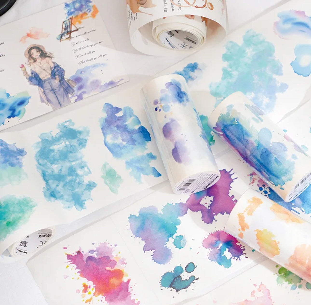 Rollo de Stickers Manchas acuarela