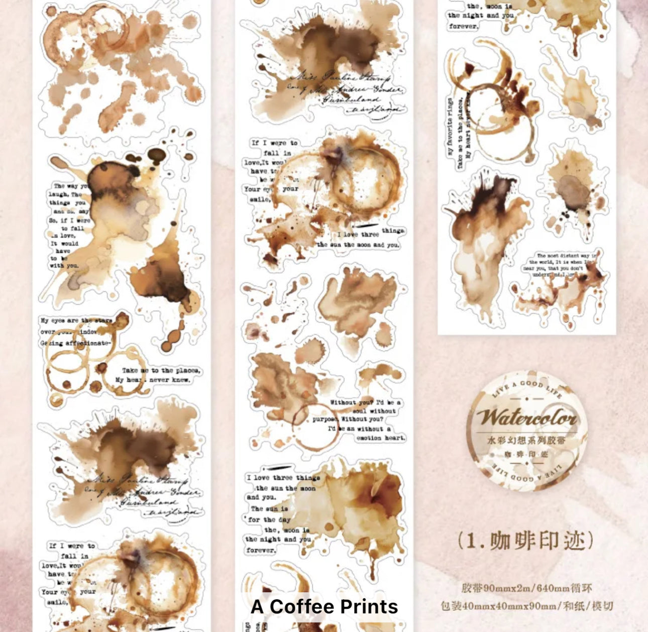 Rollo de Stickers Manchas acuarela