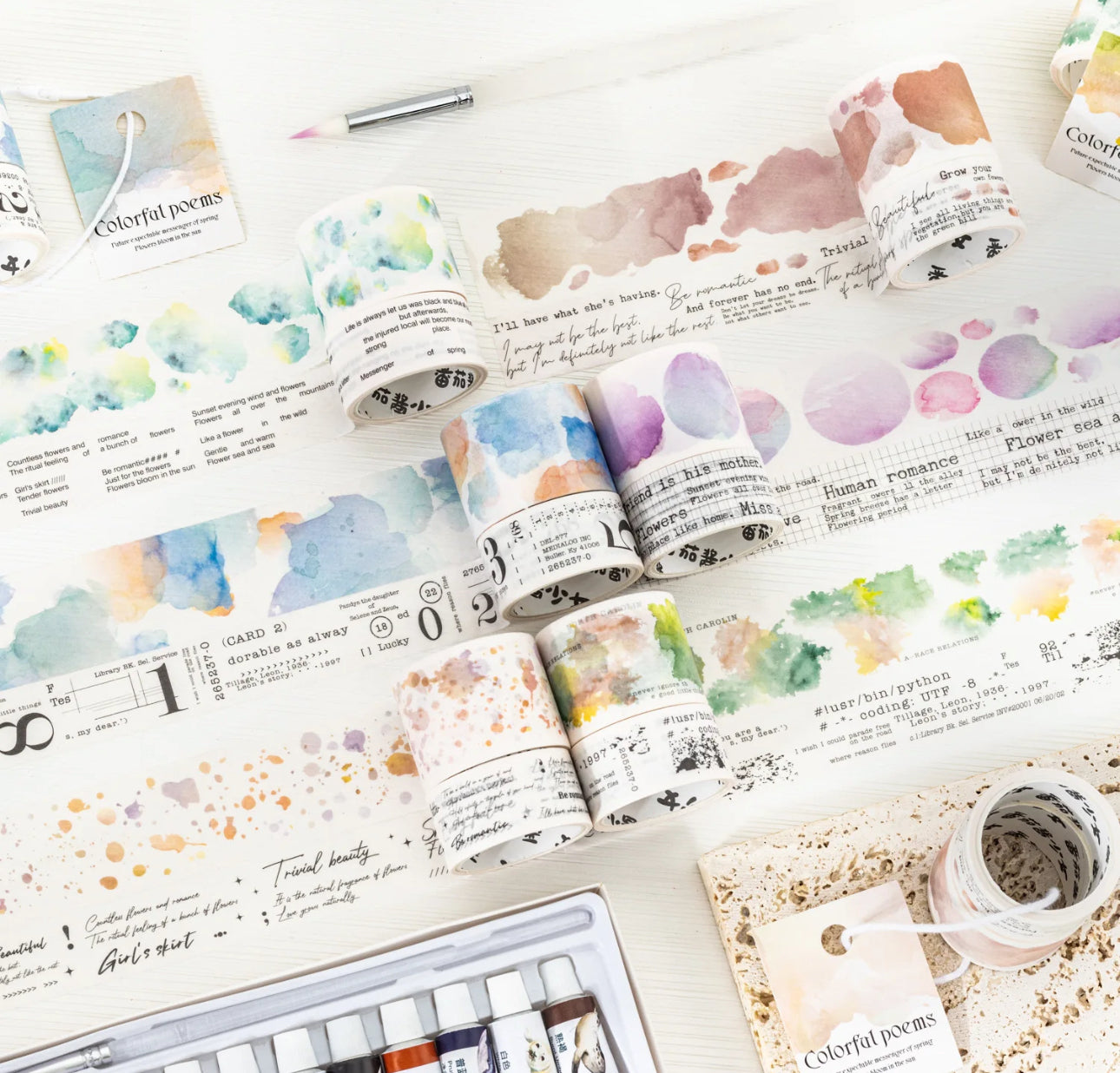 Washi Tapes Manchas acuarela & poemas