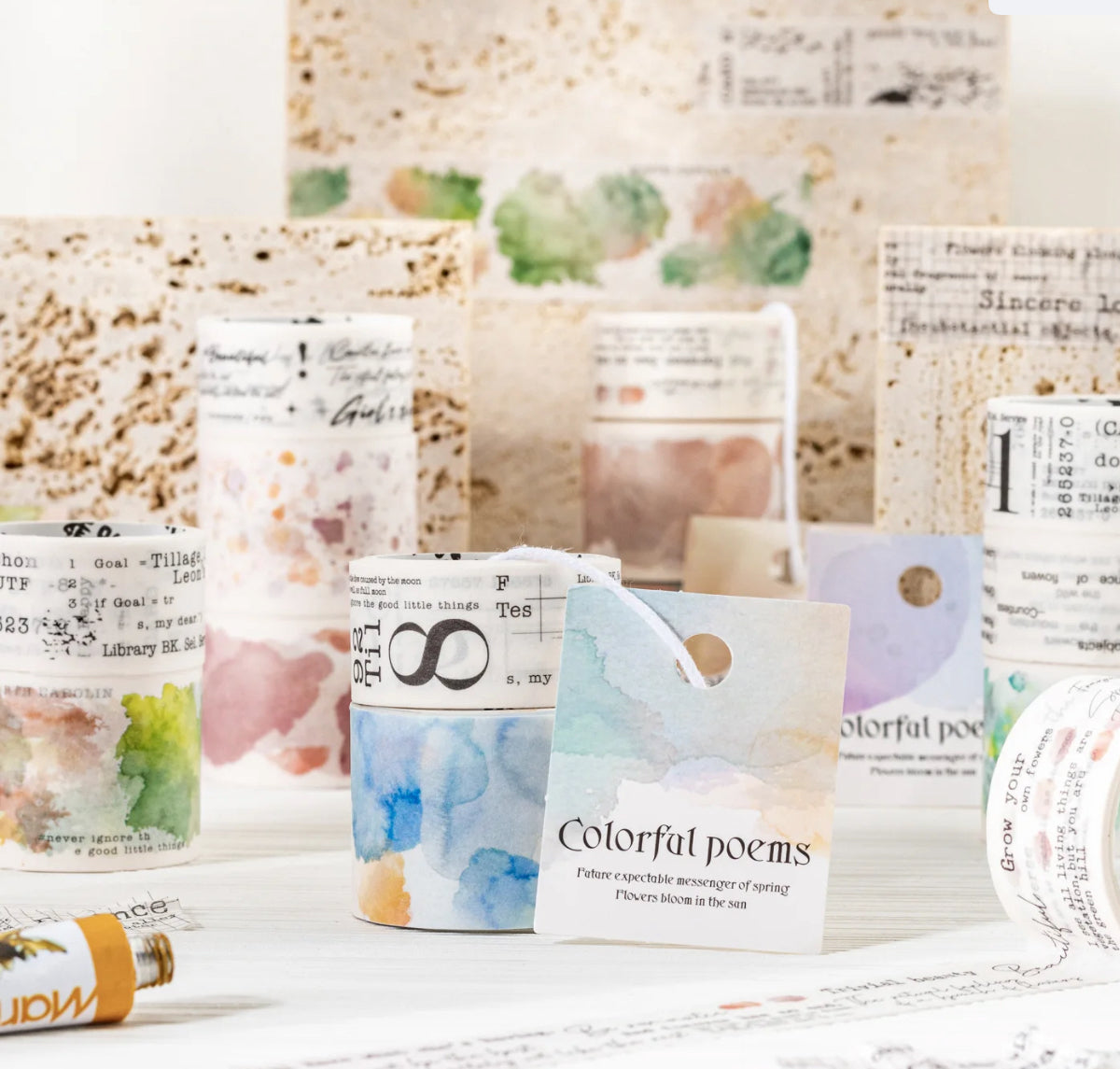 Washi Tapes Manchas acuarela & poemas
