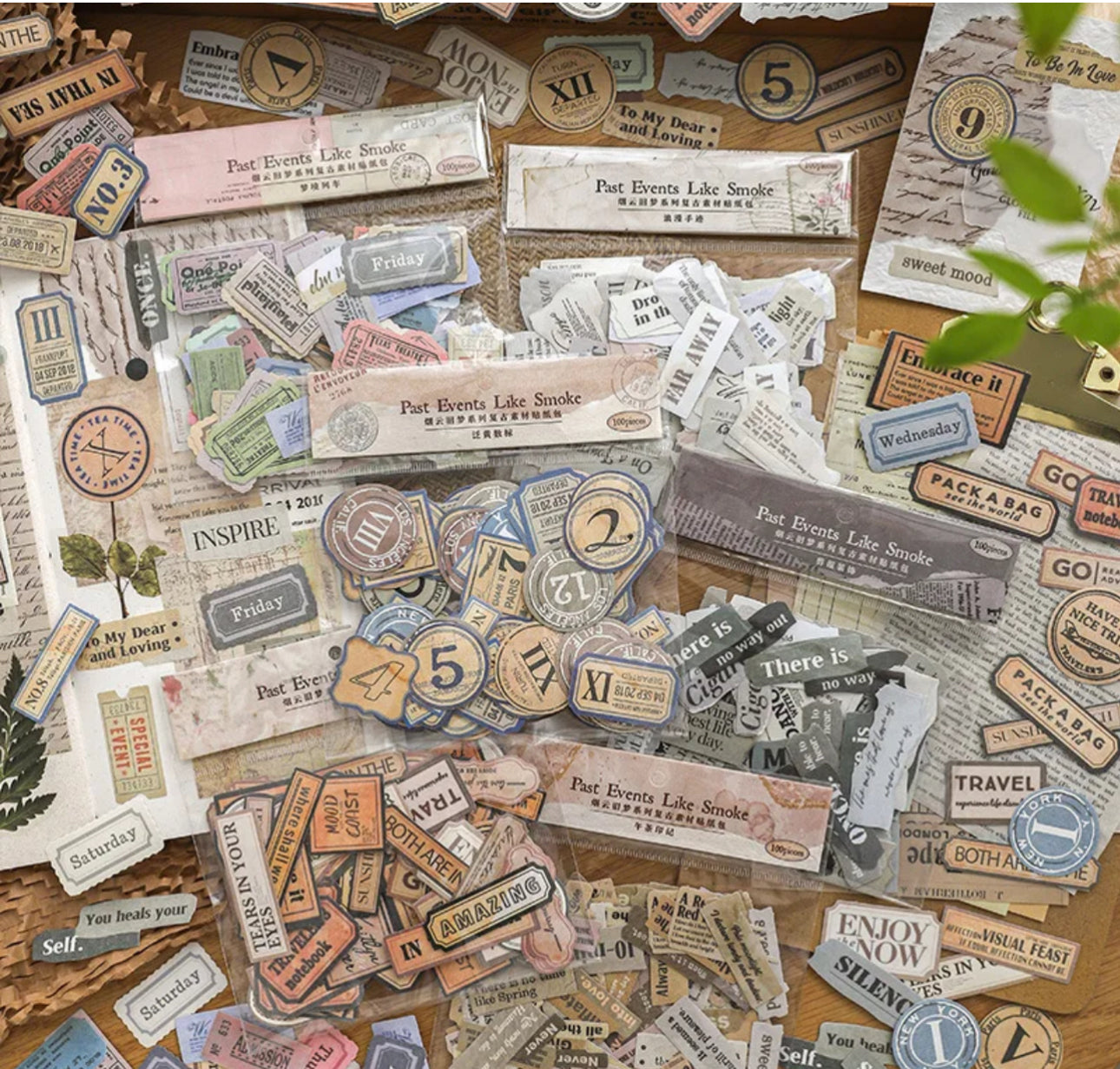 100 Stickers Past Events Palabras & frases