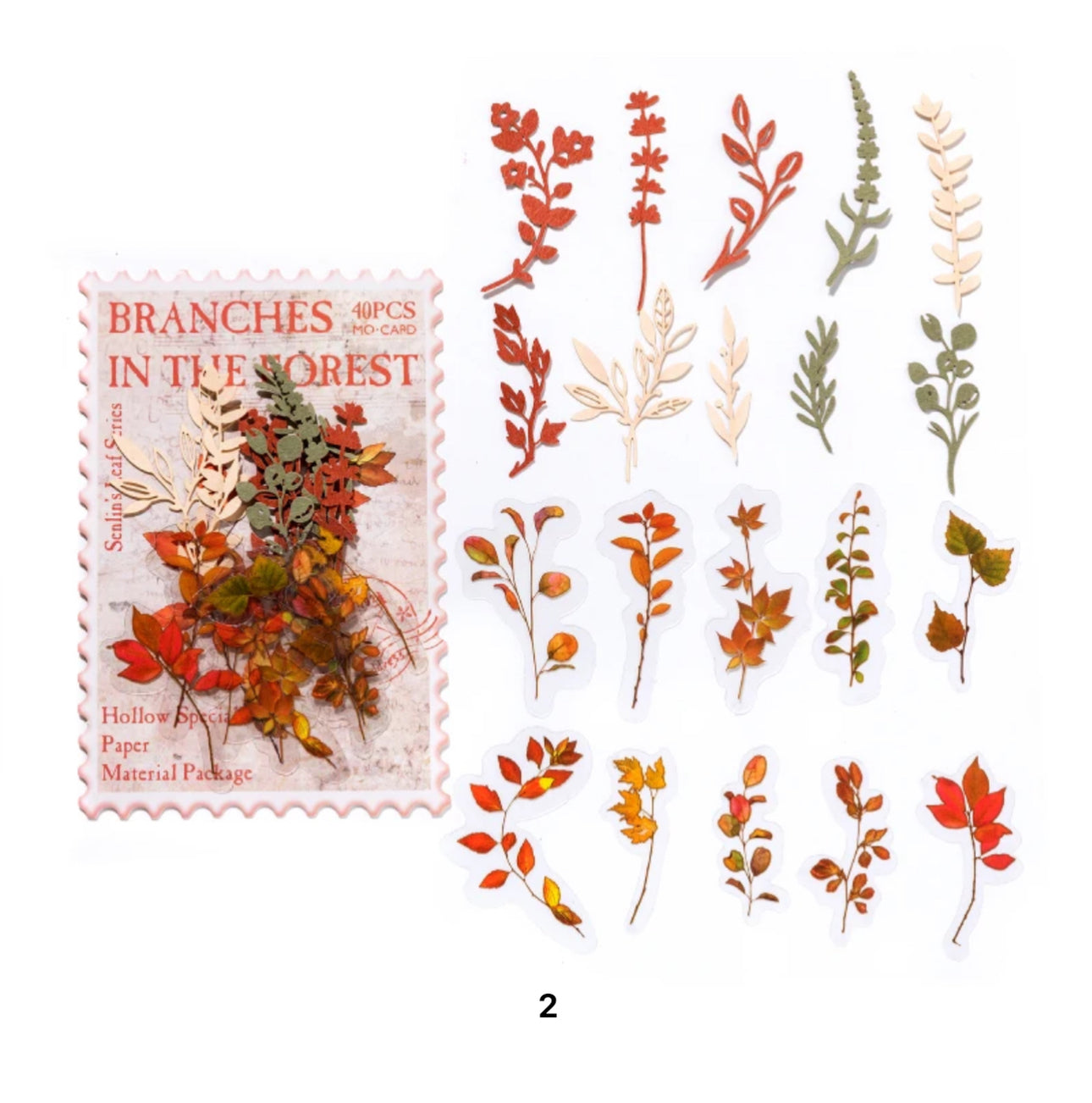 40 Stickers Hojas otoño & papel encaje