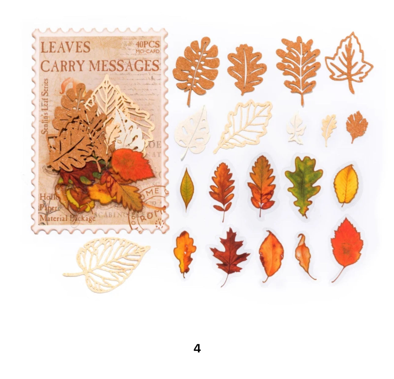 40 Stickers Hojas otoño & papel encaje