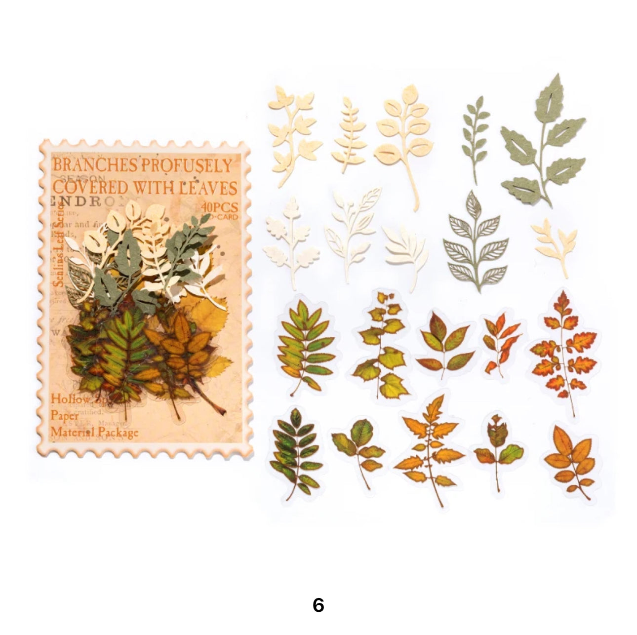40 Stickers Hojas otoño & papel encaje