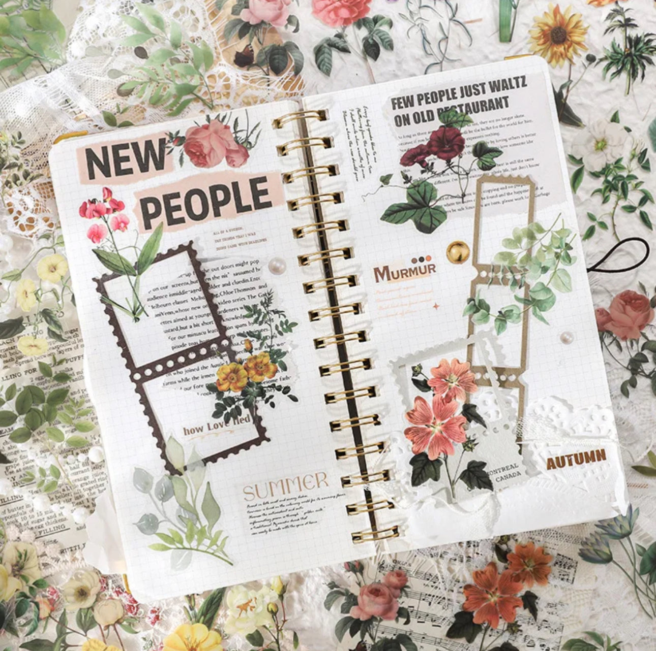 20 Stickers Flores Delicadas & vintage