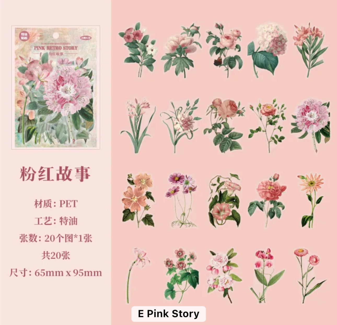 20 Stickers Flores Delicadas & vintage