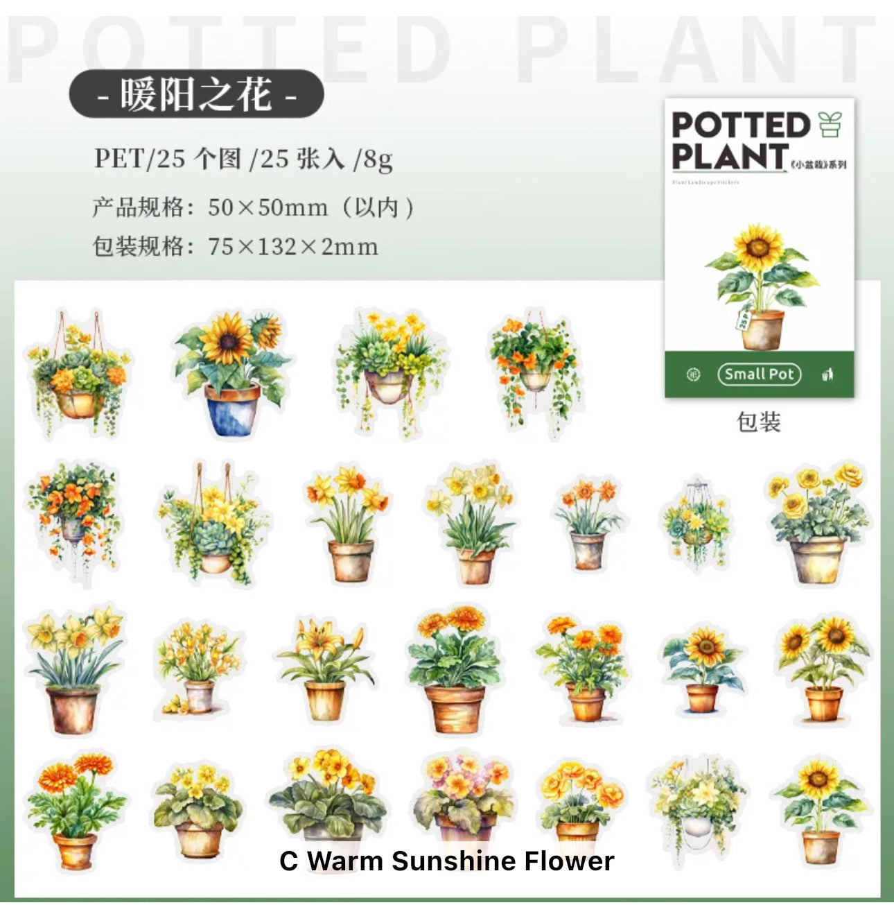 25 Stickers Flores & Macetas