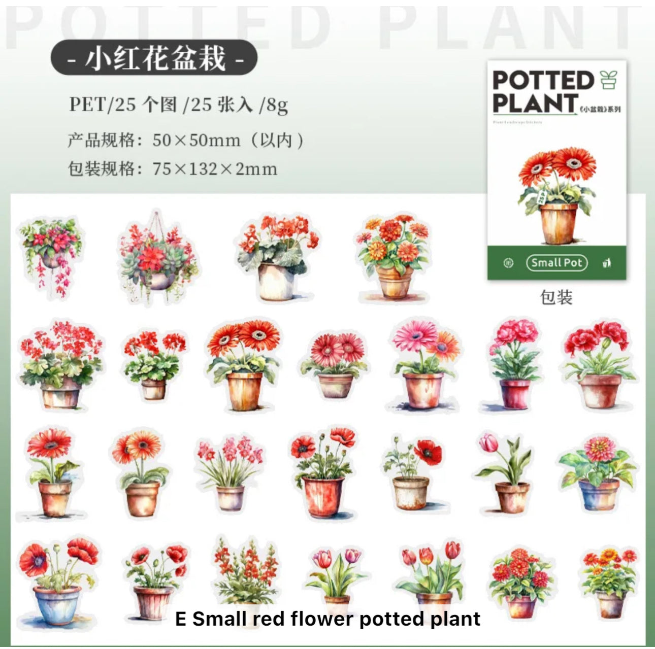 25 Stickers Flores & Macetas