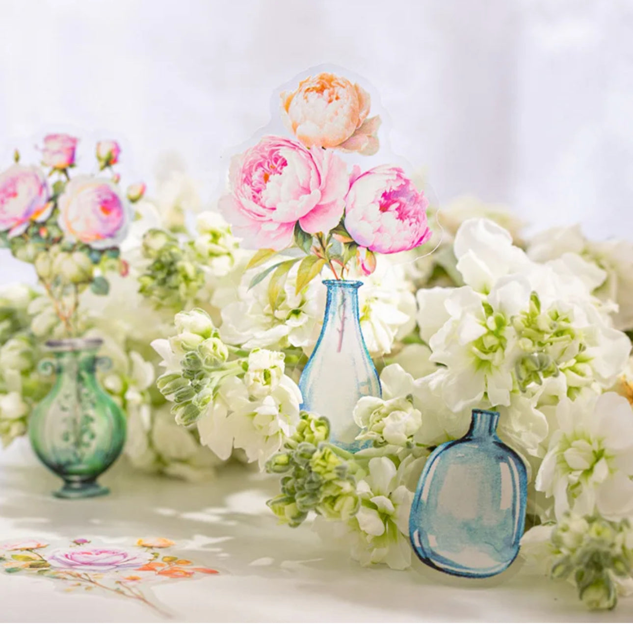 20 Stickers Flowers in a vase