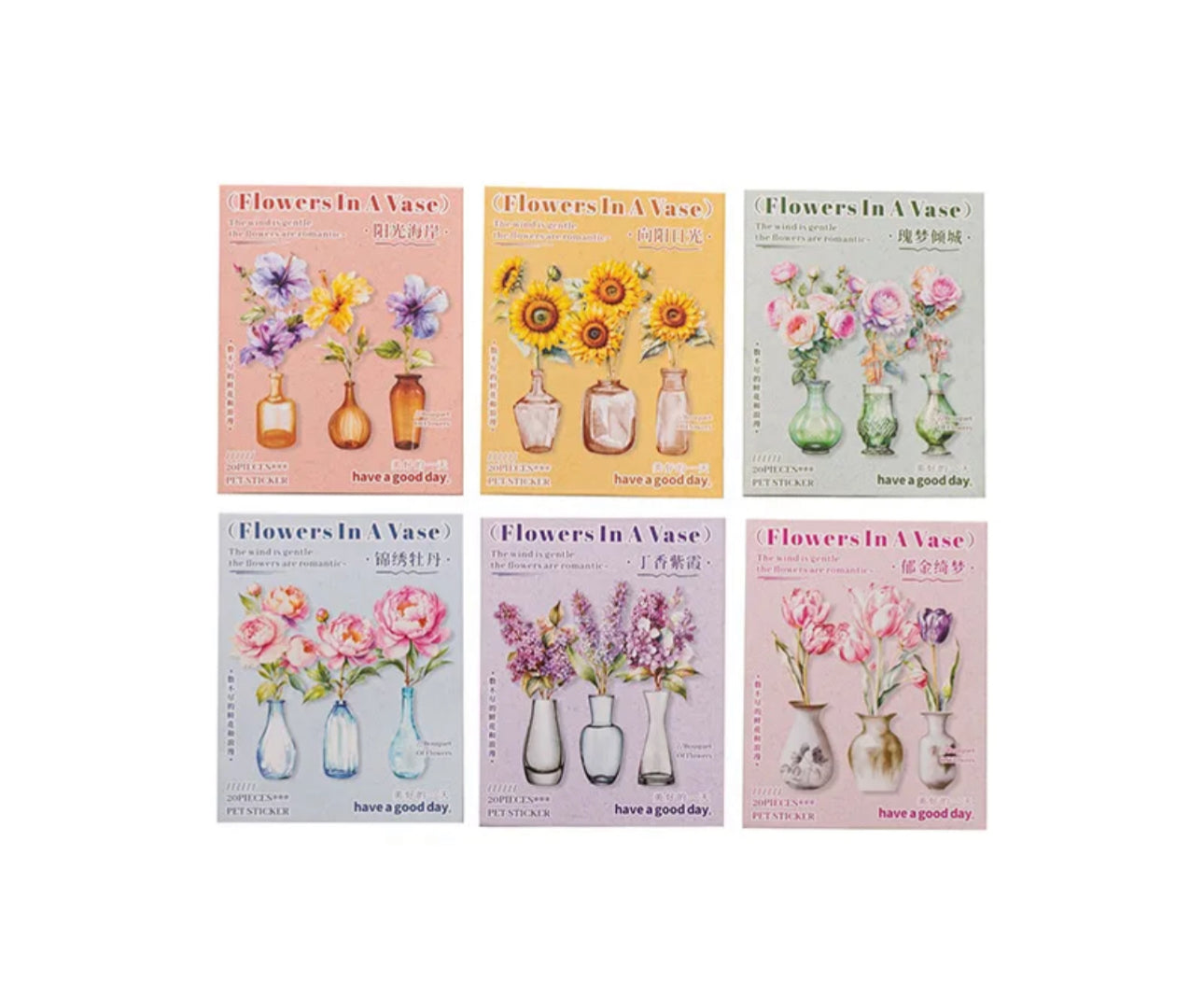 20 Stickers Flowers in a vase
