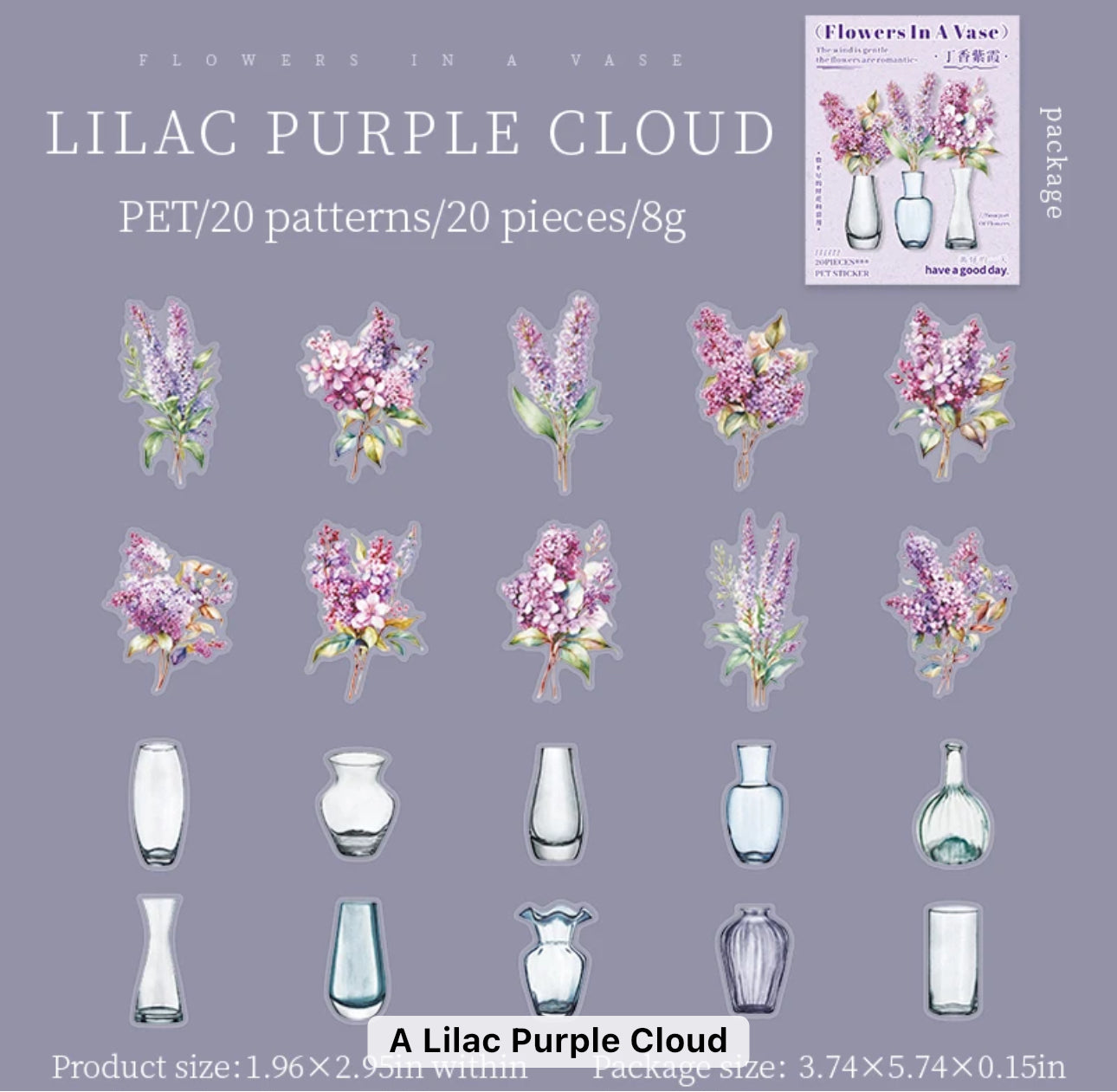 20 Stickers Flowers in a vase