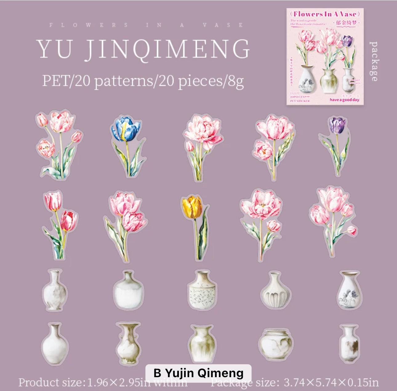 20 Stickers Flowers in a vase