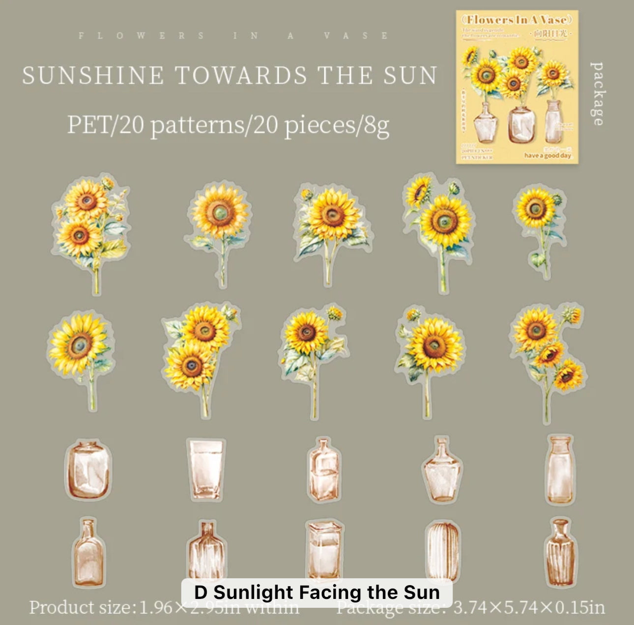 20 Stickers Flowers in a vase