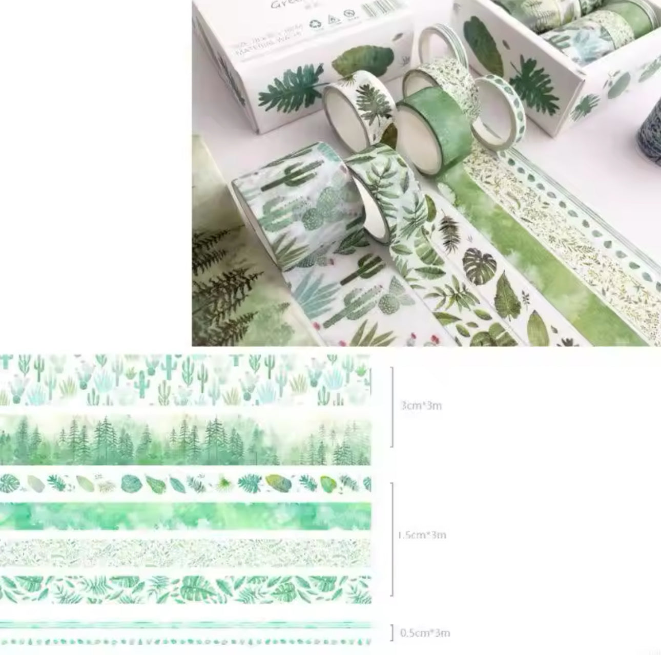 8 Washi Tapes Verdes