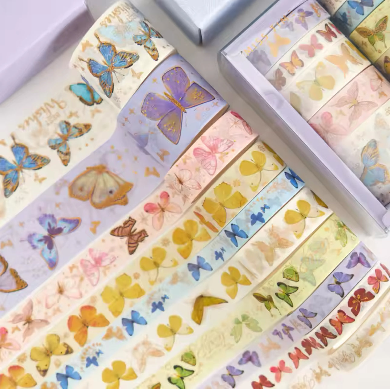 Washi Tapes Mariposas con foil dorado