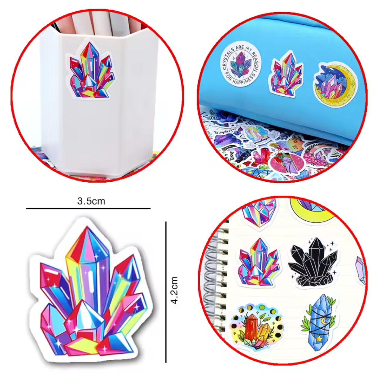 100 Stickers Vinil Gemas Misticas
