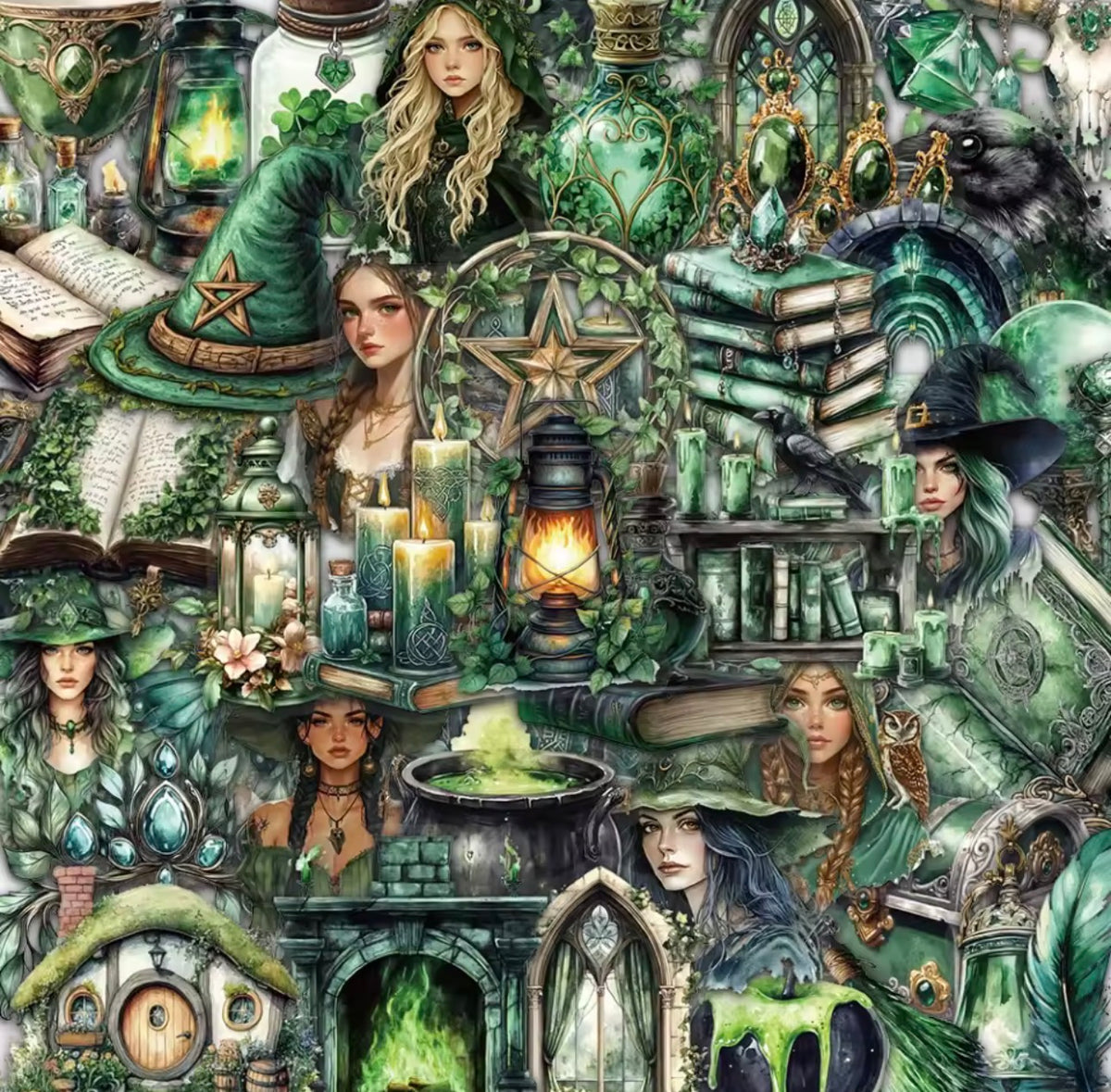 50 Stickers transparentes Magia Verde