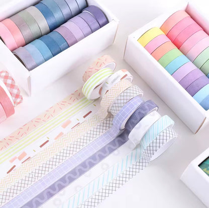Caja de Washi Tapes delgados coloridos