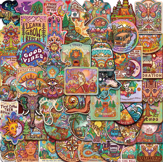 50 Stickers Vinil Hippie