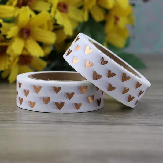 Washi Tape Individual Corazones dorados - 10m