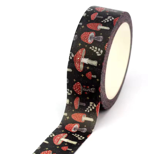Washi Tape Individual Hongos fondo negro