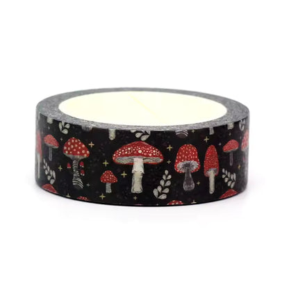 Washi Tape Individual Hongos fondo negro