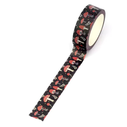 Washi Tape Individual Hongos fondo negro