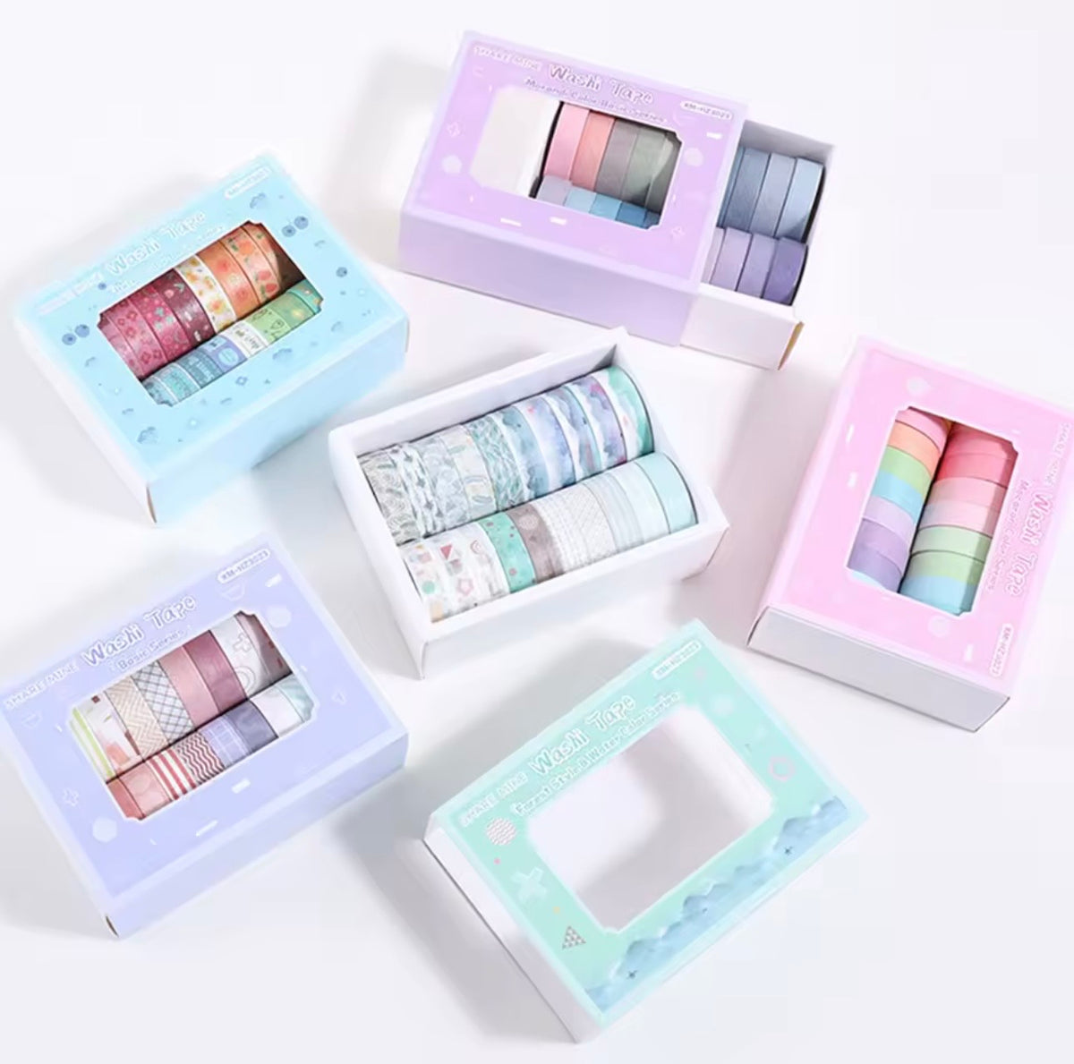 Caja de Washi Tapes delgados coloridos