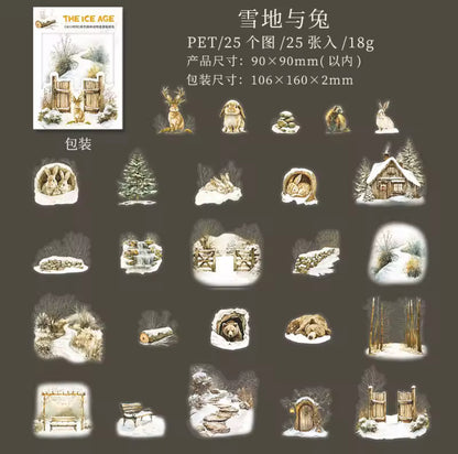 25 Stickers Animales de Invierno