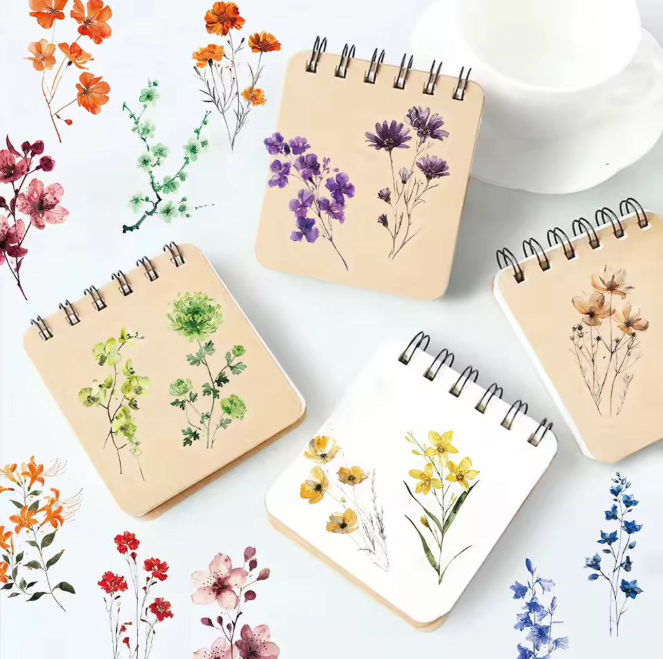 50 Stickers Transparentes Flores del campo