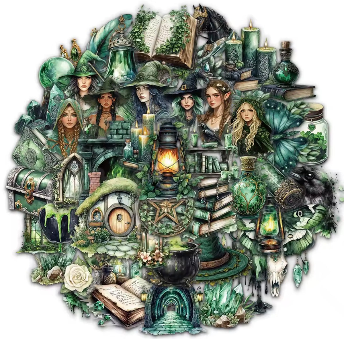 50 Stickers transparentes Magia Verde