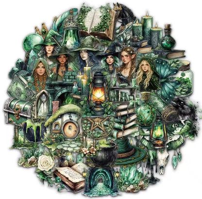 50 Stickers transparentes Magia Verde