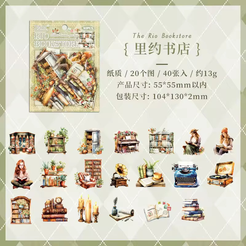 40 Stickers Biblioteca & Libros