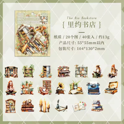 40 Stickers Biblioteca & Libros