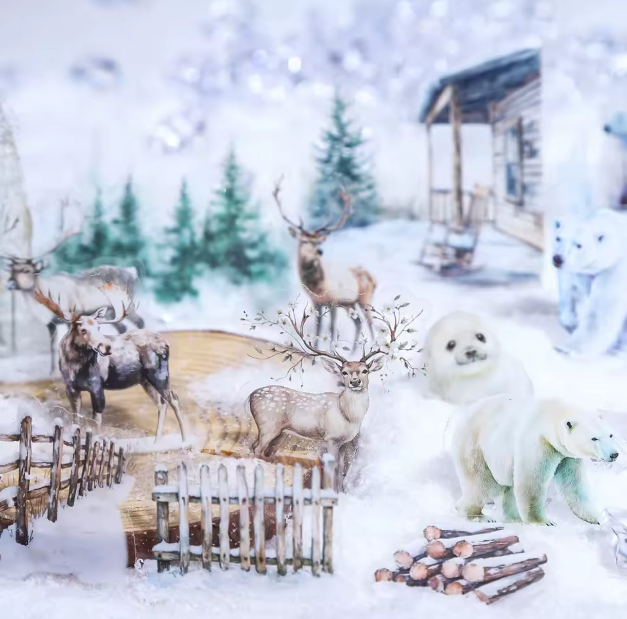 25 Stickers Animales de Invierno