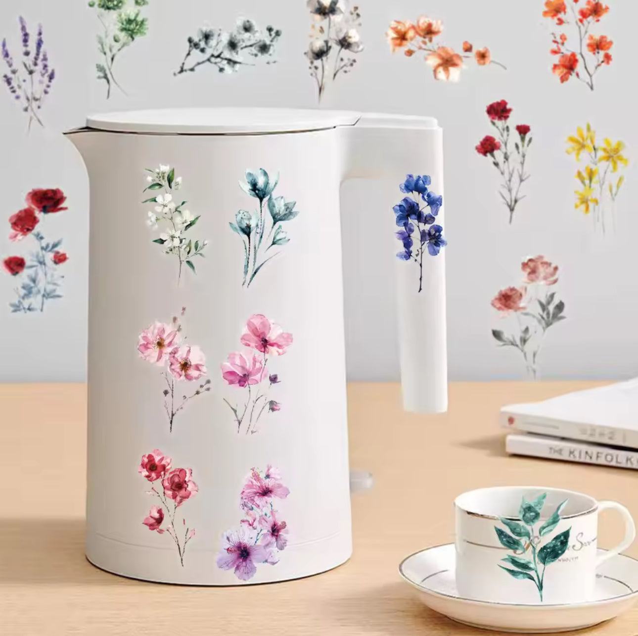 50 Stickers Transparentes Flores del campo