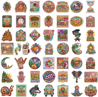 50 Stickers Vinil Hippie