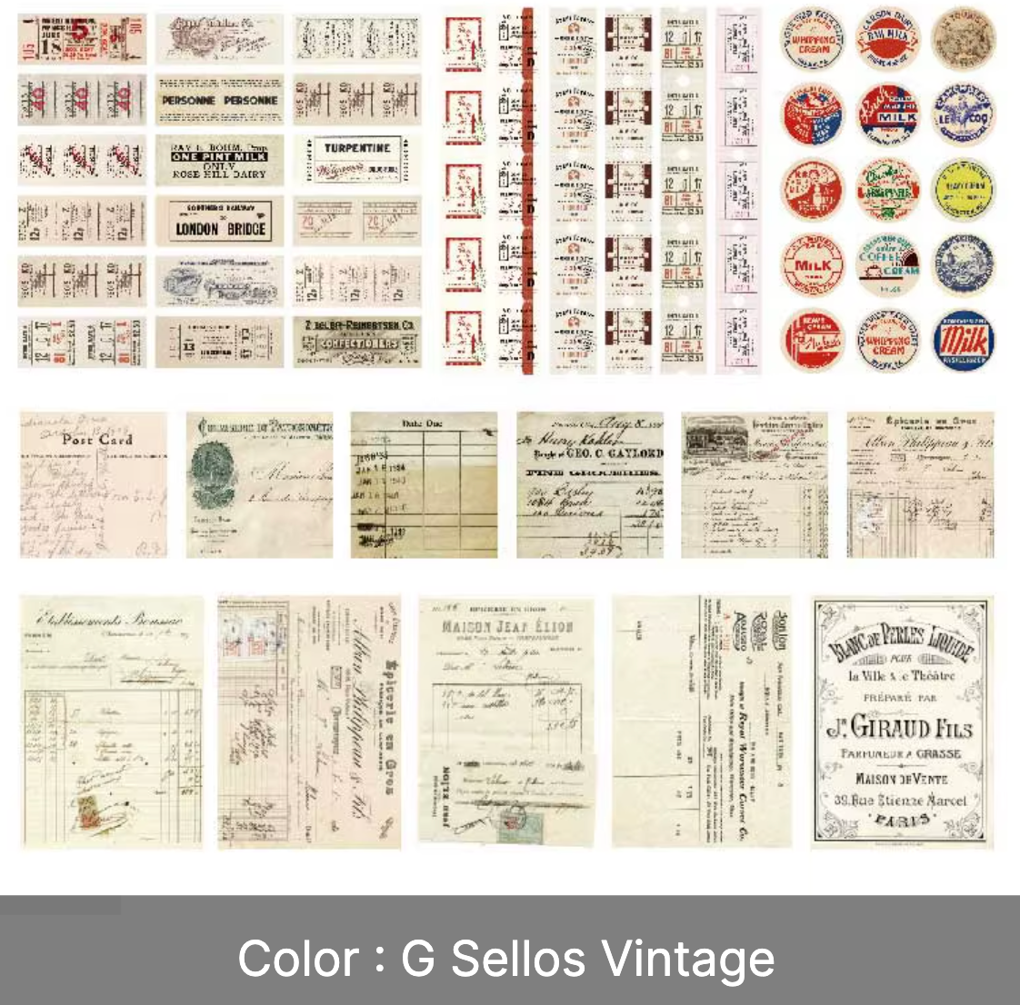 Kit 166 Piezas Etiquetes & recortes Vintage