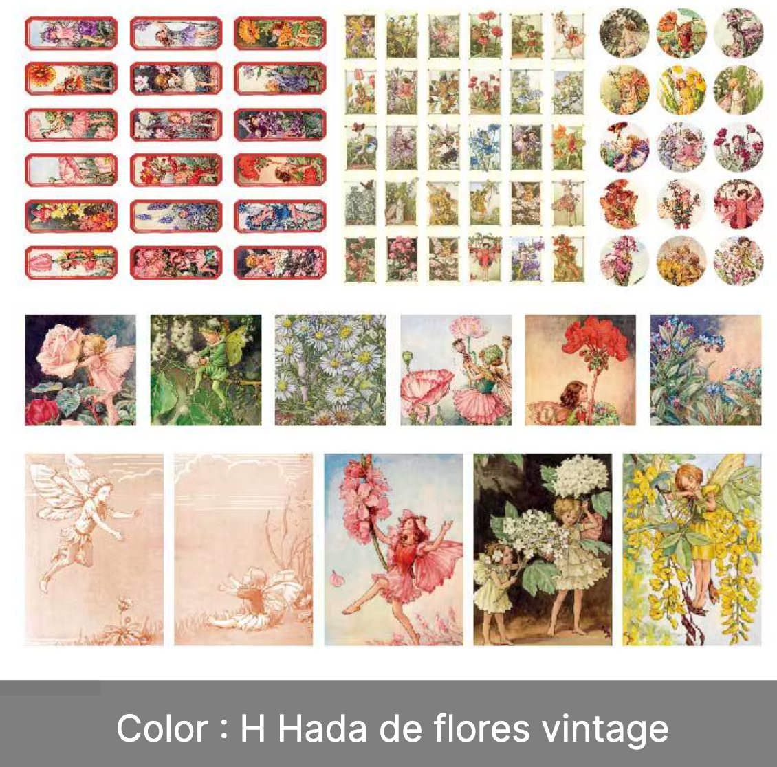 Kit 166 Piezas Etiquetes & recortes Vintage