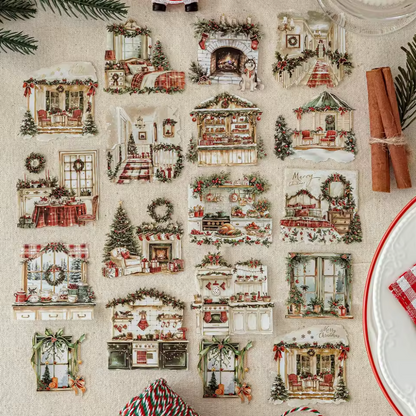 30 Stickers Navideños con foil dorado