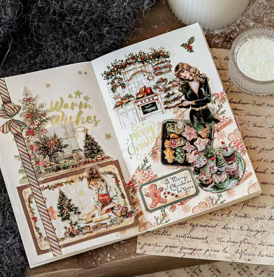 30 Stickers Navideños con foil dorado