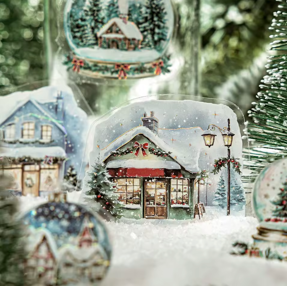 30 Stickers Navideños con foil dorado