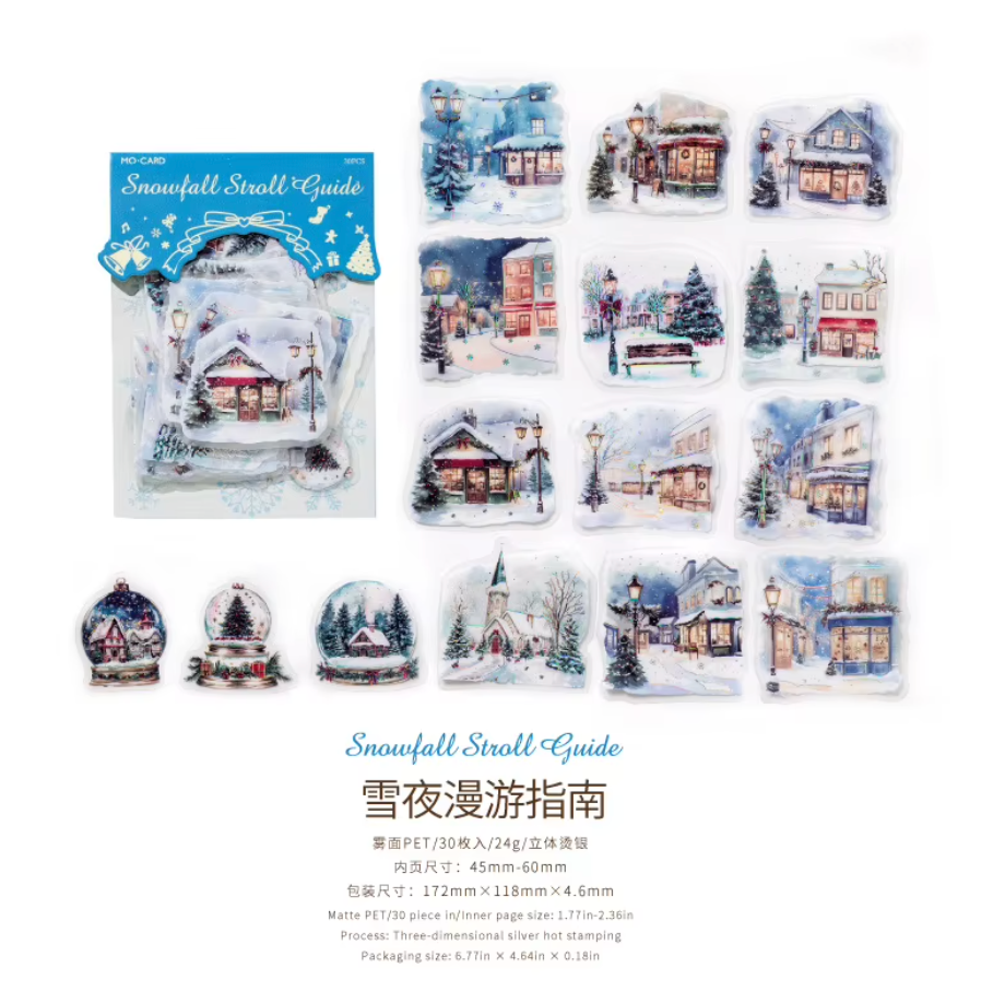 30 Stickers Navideños con foil dorado