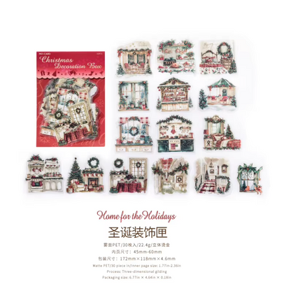 30 Stickers Navideños con foil dorado