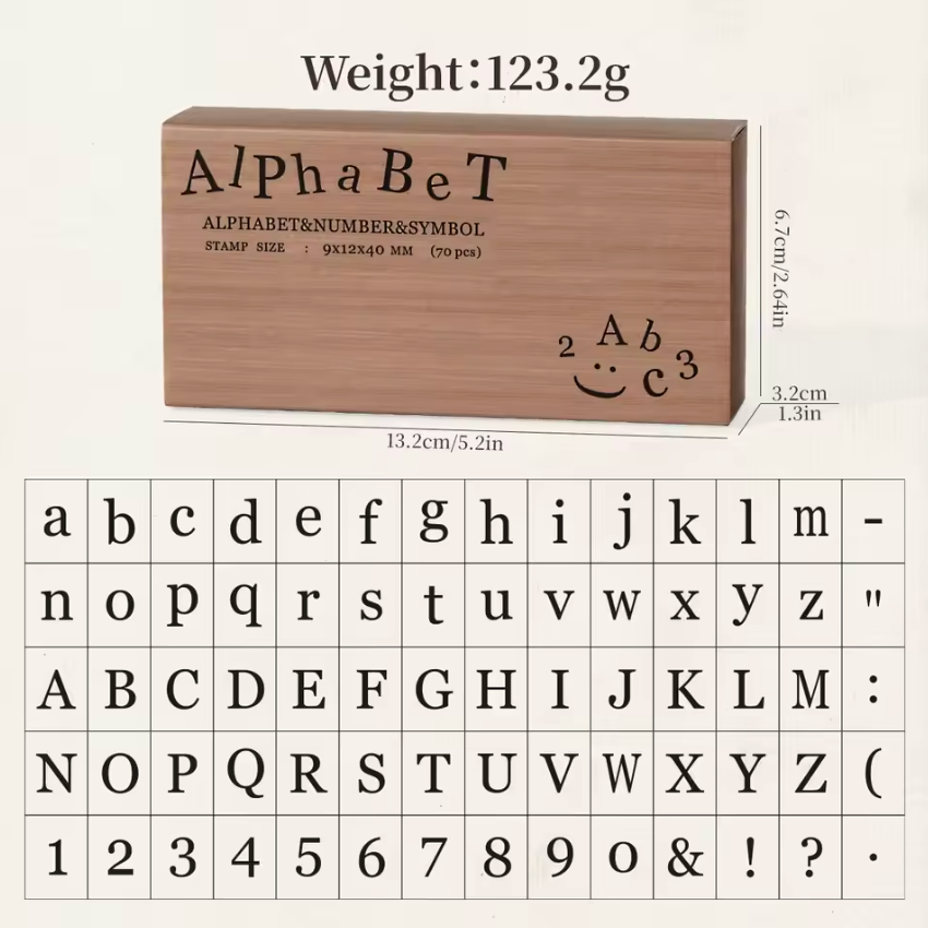 70 Sellos de madera Alfabeto