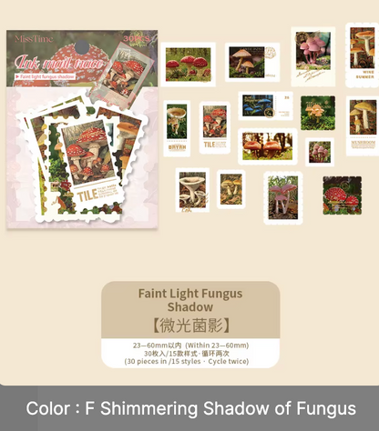 30 Stickers Timbres con foil dorado