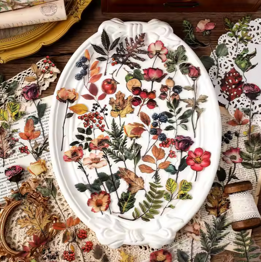 40 Stickers Plantas & Flores Vintage